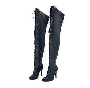 NEW Gucci Harriet Cruise 2023 Snake Emboss Over The Knee High Heel Boots 40